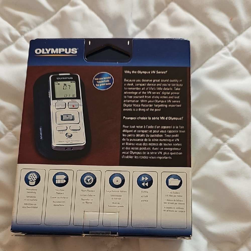 Olympus VN-7000 Voice Recorder with White and Gray Design - Picture 3 of 3